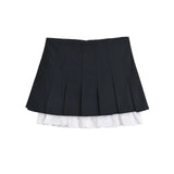 ZJKRL  -  Summer New Leisure Lace Splicing Short Skirt Women Pure Desire Spicy Girl High Waist Hundred Fold A-line Half Length Skirt 7V01