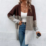 ZJKRL  -  Fashionable Women's Clothing Autumn and Winter Hot Item Long Sleeved Contrasting Long Sweater Cardigan for Women