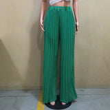 Zjkrl  -  Elegant Wide Leg Straight High Waist Pleated Pants Women  Beach Holiday Boho Trousers