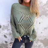 ZJKRL  -  Women's New Casual Loose Hollow Sweater Round Neck Knitted Top