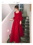 Zjkrl  -  Elegant Red Sequins Midi Dress Women Vintage V-neck Formal Occasions Evening Party Dresses Fashion Chic Design New in Dresses