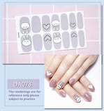 Zjkrl - Full Cover Wraps Nail Polish Stickers Strips Plain Nail Art Decorations Heart Designs Glitter Powder Manicure Tips