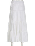 Zjkrl  -  Artistic Retro Gentle White Patchwork Bohemian Long Skirt Temperament Casual Slimming Half Skirt for Women Summer