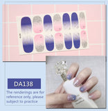 Zjkrl - Full Cover Wraps Nail Polish Stickers Strips Plain Nail Art Decorations Heart Designs Glitter Powder Manicure Tips