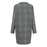 ZJKRL  -  Women's Suit Jacket with Folded Collar and Checkered Print Medium to Long Length Jacket for Women