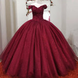 Zjkrl  -  Sparkly Burgundy Quinceanera Dresses Fashion Applique Tulle Formal Princess 15 Party Birthday Gowns Hot Sale