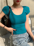 Zjkrl  -  16 Colors Summer Women T Shirt Girls T-Shirt Woman Clothes Tops Y2k Cotton Slim Tshirt Female Short Sleeve Crop Top Tee Sexy