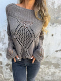 ZJKRL  -  Women's New Casual Loose Hollow Sweater Round Neck Knitted Top