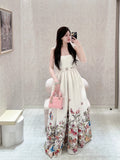 ZJKRL  -  Women's Floral Print Long Dress, Sweet Off Shoulder, Party Dress, Vacation, Summer, New Fashion