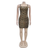 Zjkrl  -  Leopard Print Sequined Bodycon Birthday Mini Dress Women Strap Backless Sleeveless Celebrity Night Club Party Sexy Dresses