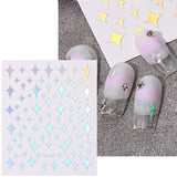 Sliver Stars Nails Stickers 3D Bronzing Laser White Cross Starlight Glossychic Y2k Stylish Adhesive Manicure Decorations SO-167