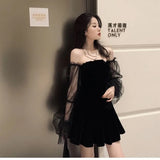 Zjkrl  -  New Black Retro Dress Women Lace Chiffon Mini Dress Female High Street Sexy Korean Fashion Dress Women Club Dress