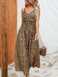 Zjkrl - 2023 Summer Sexy Spaghetti Strap Leopard Print Long Dress V Neck  Backless Sleeveless Sexy Club Nightclub Boho Style Vestidos