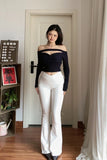 ZJKRL  -  Spicy Girl V Waist Pleated Elastic Micro Bell Bottom Pants Women Autumn New Hip Lifting Side Zipper High Waisted Pants EQO3