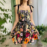 ZJKRL  -  Summer Flower Embroidery Lace Dresses Women Mesh Suspenders Sexy Party Dress Sexy Sleeveless Hollow Pleated Short Dresses