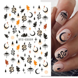 Zjkrl - Black Snake Nail Stickers Decals Gothic Halloween Design Adhesive Sliders for Nail Art DecorationTattoo Manicure Dropshipping