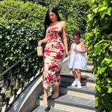 Zjkrl  -  Women Floral Printed Bodycon Party Beach Vacation Midi Dress Streetwear Summer Clothes Wholesale Items For Business