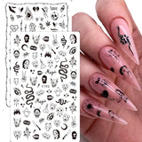 Zjkrl - Black Snake Nail Stickers Decals Gothic Halloween Design Adhesive Sliders for Nail Art DecorationTattoo Manicure Dropshipping