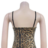 Zjkrl  -  Leopard Print Sequined Bodycon Birthday Mini Dress Women Strap Backless Sleeveless Celebrity Night Club Party Sexy Dresses