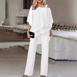 ZJKRL  -  Bat Sleeve Top Pants Women's Casual Off Shoulder Irregular Party Set Elegant Two-piece Set