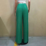 Zjkrl  -  Elegant Wide Leg Straight High Waist Pleated Pants Women  Beach Holiday Boho Trousers