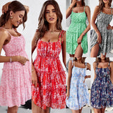 ZJKRL  -  High Quality Popular Camisole Floral Dress Summer Ear Edge A-line Camisole Short Dress Women Clothing Vestidos Streetwear