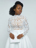 ZJKRL -  Elegant Party Dresses Woman Fall Fashion Lace Long Sleeve See Through Dress Vintage Laides Evening Dress