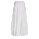 Zjkrl  -  Artistic Retro Gentle White Patchwork Bohemian Long Skirt Temperament Casual Slimming Half Skirt for Women Summer