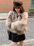 Zjkrl  -  Women's Winter Jacket Sweet Faux Fur Coat Fashion New Short Thicken Warm Outerwear Vintage Office Lady Streetwear Casual Clothes