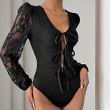 ZJKRL  -  New Women's Lace Patchwork Sexy Black Jumpsuit