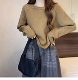 Zjkrl  -  Cashmere Sweater Women's O-neck Irregular Pullover Casual Knit Top Autumn And Winter T-shirt Tops Korean Fashion Clothing