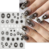 Sliver Stars Nails Stickers 3D Bronzing Laser White Cross Starlight Glossychic Y2k Stylish Adhesive Manicure Decorations SO-167