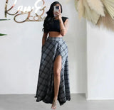 ZJKRL  -  European Summer Sexy Print Skirts Ladies Beach Boho Split Elegant Maxi Skirts Femme