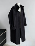 Zjkrl  -  Women Navy Blue Big Size Long Elegant Trench New Stand Collar Long Sleeve Windbreaker Fashion Spring Autumn 1DH6843