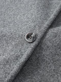 Zjkrl  -  Women's Coat Grey Elegant Button Long Sleeve Female Coats Autumn Winter Fashion V-neck Loose Ladies Short Jackets