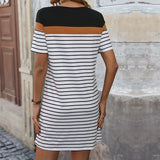 ZJKRL  -  Summer New Dress with Contrasting Loose Striped T-shirt Skirt