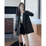 Zjkrl  -  Korean Black Leather Jacket Women Streetwear Loose Formal Leather Blazers Female Fashion Trend Chic Punk Leather Jacket New