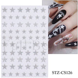 Sliver Stars Nails Stickers 3D Bronzing Laser White Cross Starlight Glossychic Y2k Stylish Adhesive Manicure Decorations SO-167