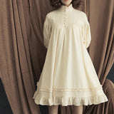 Zjkrl  -  Japanese Gothic Vintage Lolita Party Dress Women Black Cotton Long Sleeve Soft Elegant Evening Princess Dresses Sweet New