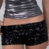 ZJKRL  -  American Streetwear Nightclub Style Sequin Low Waist Shorts Women Summer New Fashion Spicy Girl Slimming Casual Sexy Hot Pants