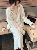 Zjkrl  -  2 Piece Women Knitted Sweater Suits Winter Fashion Korean Blouses Tops and Skirt Set Casual Elegant Female Hoodies Outfits