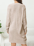 Zjkrl  -  Casual Chic Solid Sweater Dress - Cozy Acrylic Knit, Comfort Fit Crew Neck for Stylish Women's Fall/Winter Wardrobe