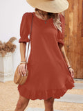 Zjkrl  -  Chic Solid Color Half Sleeve Dress - Casual Crew Neck Spring Fashion - Comfortable Everyday Style for Women