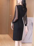 Stunning V Neck Bodycon Dress - Elegant Long Sleeve Dresses for Women - Spring & Fall Fashion, Comfortable, Stretchy, and Flattering Fit