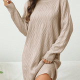 Zjkrl  -  Casual Chic Solid Sweater Dress - Cozy Acrylic Knit, Comfort Fit Crew Neck for Stylish Women's Fall/Winter Wardrobe