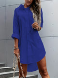 Chic Solid Color Button Front Shirt Dress - Stylish Long Sleeve Lapel Style for Effortless Spring & Fall Fashion - Perfect Womens Closet Staple