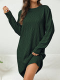 Zjkrl  -  Casual Chic Solid Sweater Dress - Cozy Acrylic Knit, Comfort Fit Crew Neck for Stylish Women's Fall/Winter Wardrobe