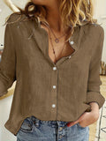 Zjkrl  -  Elegant Spring/Fall Linen Shirt for Women: Versatile, Durable & Easy-Care; Perfect Blend of Style & Comfort