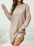 Zjkrl  -  Casual Chic Solid Sweater Dress - Cozy Acrylic Knit, Comfort Fit Crew Neck for Stylish Women's Fall/Winter Wardrobe