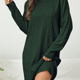 Zjkrl  -  Casual Chic Solid Sweater Dress - Cozy Acrylic Knit, Comfort Fit Crew Neck for Stylish Women's Fall/Winter Wardrobe